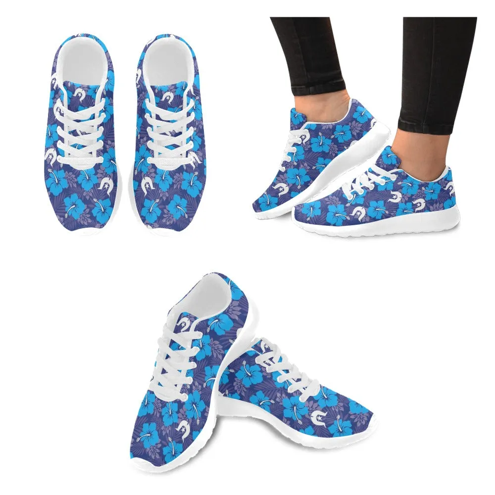Hibiscus flowers with White Dhari (Royal blue) on Kid's Sneakers