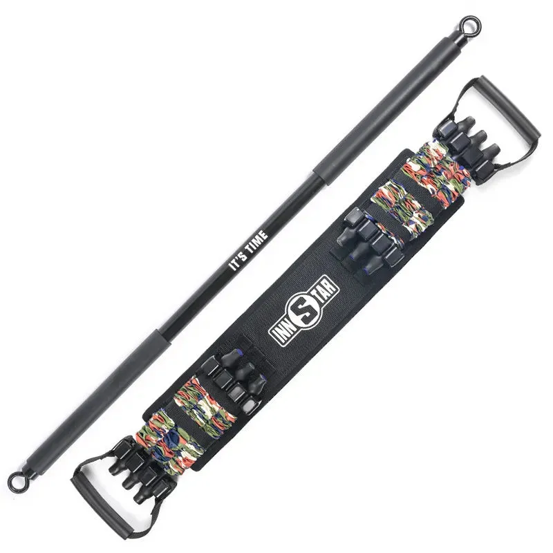 INNSTAR Adjustable Bench Press Resistance Band with Workout Bar Push Up Elastice Bands Portable Chest Expander Fitness Equipment