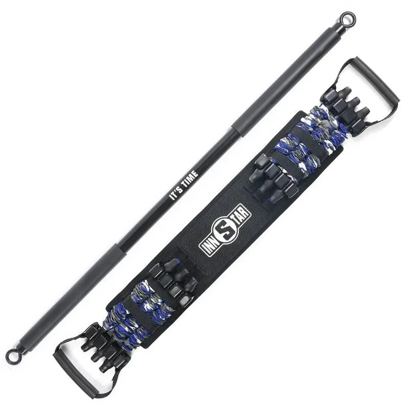 INNSTAR Adjustable Bench Press Resistance Band with Workout Bar Push Up Elastice Bands Portable Chest Expander Fitness Equipment