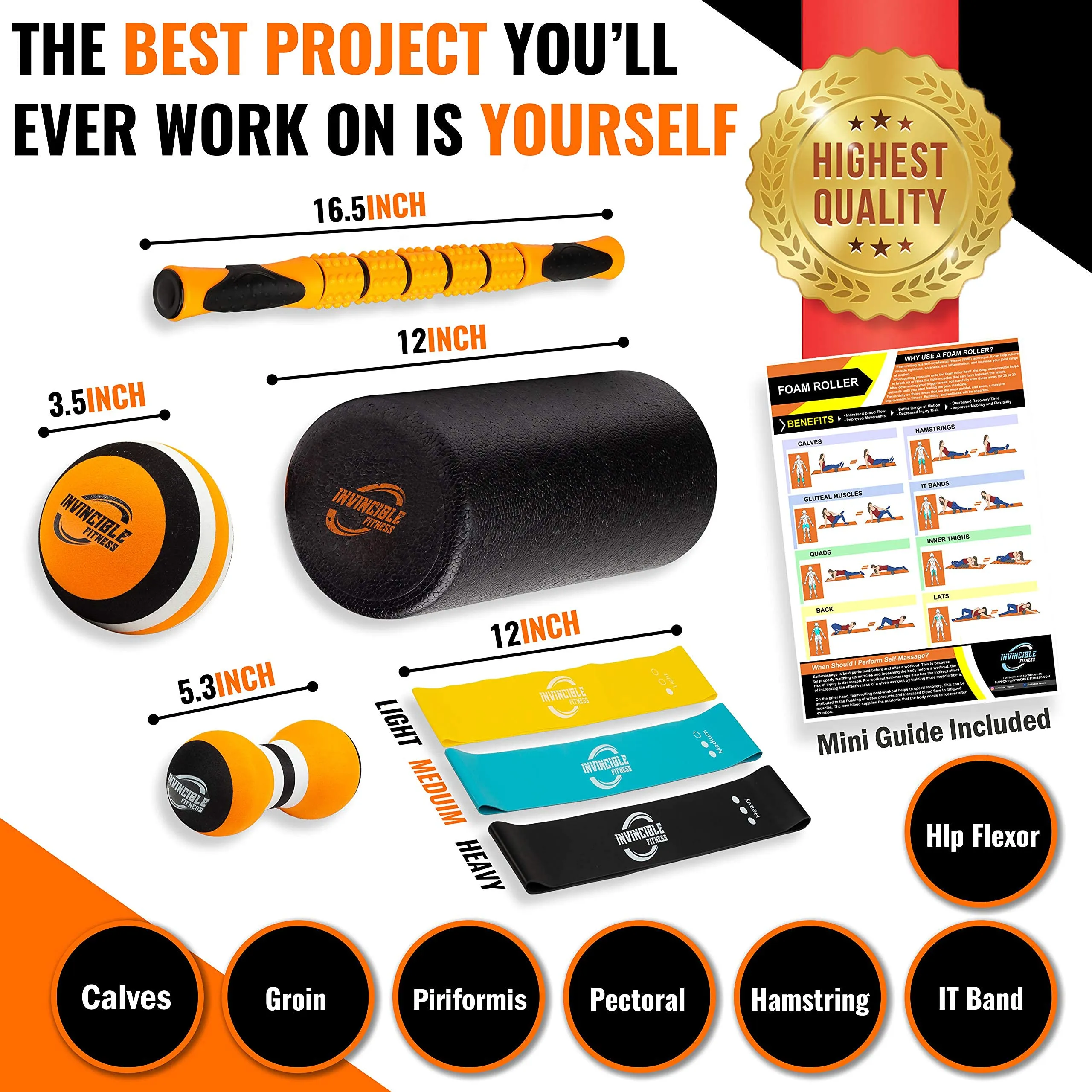 Invincible Fitness Foam Roller Set