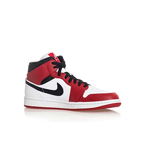 Jordan Men's Shoes Nike Air 1 Mid Chicago 554724-173 (Numeric_9_Point_5) White/Gym Red/Black