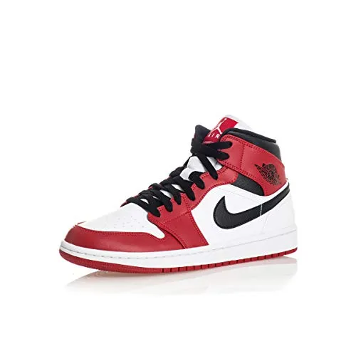 Jordan Men's Shoes Nike Air 1 Mid Chicago 554724-173 (Numeric_9_Point_5) White/Gym Red/Black