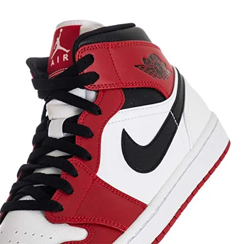 Jordan Men's Shoes Nike Air 1 Mid Chicago 554724-173 (Numeric_9_Point_5) White/Gym Red/Black