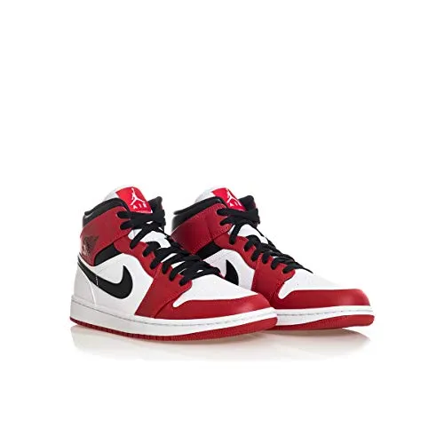 Jordan Men's Shoes Nike Air 1 Mid Chicago 554724-173 (Numeric_9_Point_5) White/Gym Red/Black