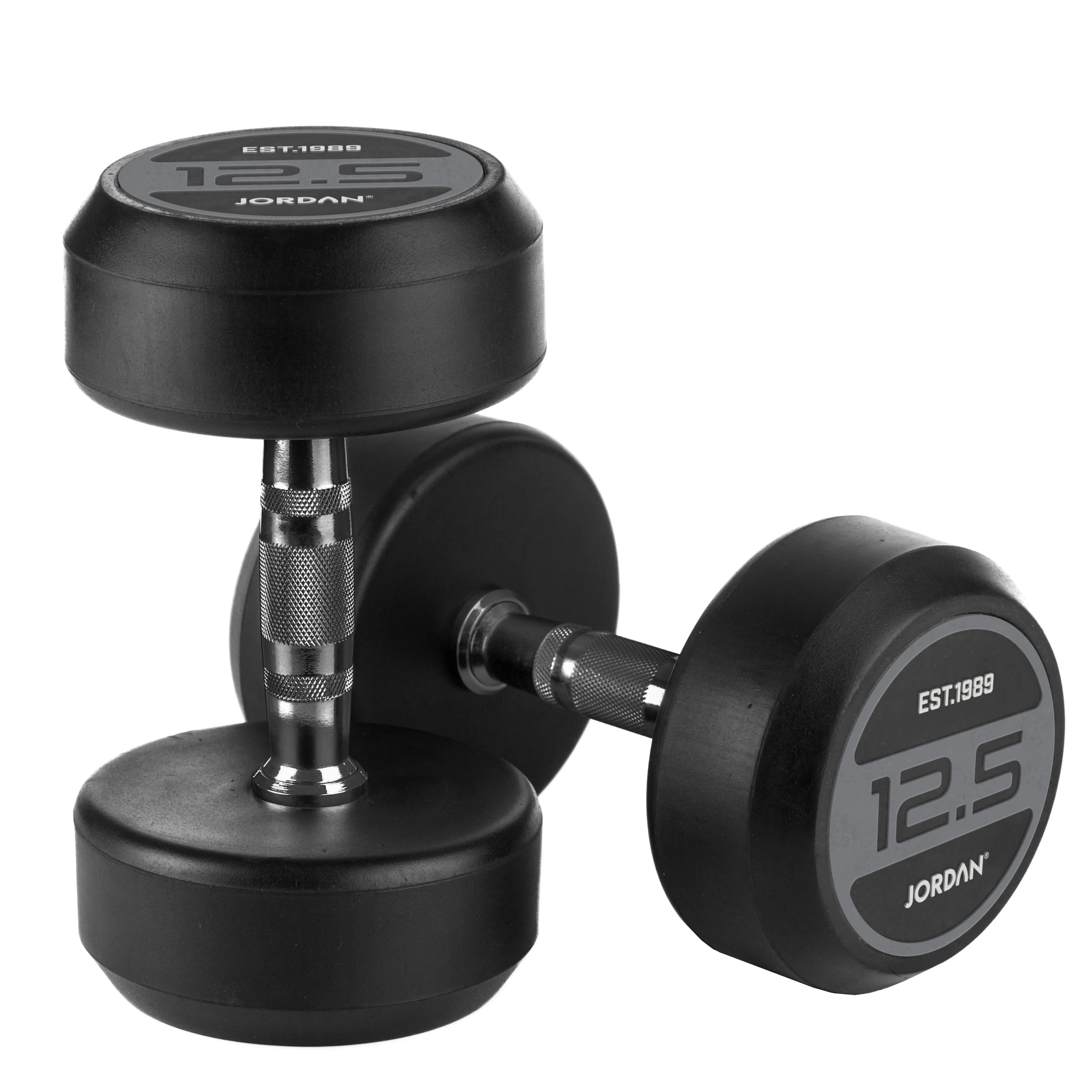 JORDAN® Rubber Dumbbells - Up to 70kg (Grey)