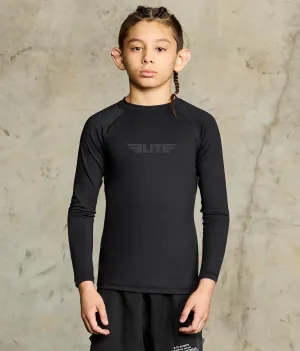 Kids' Standard Black Long Sleeve Training Rash Guard