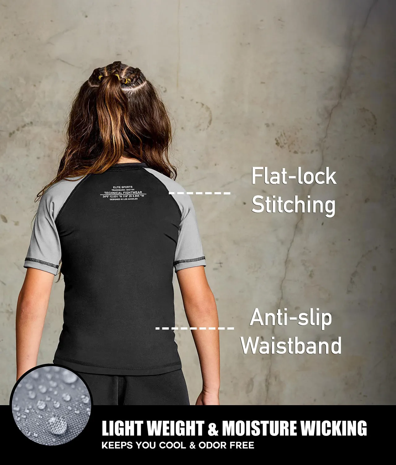 Kids' Standard Gray Short Sleeve Training Rash Guard