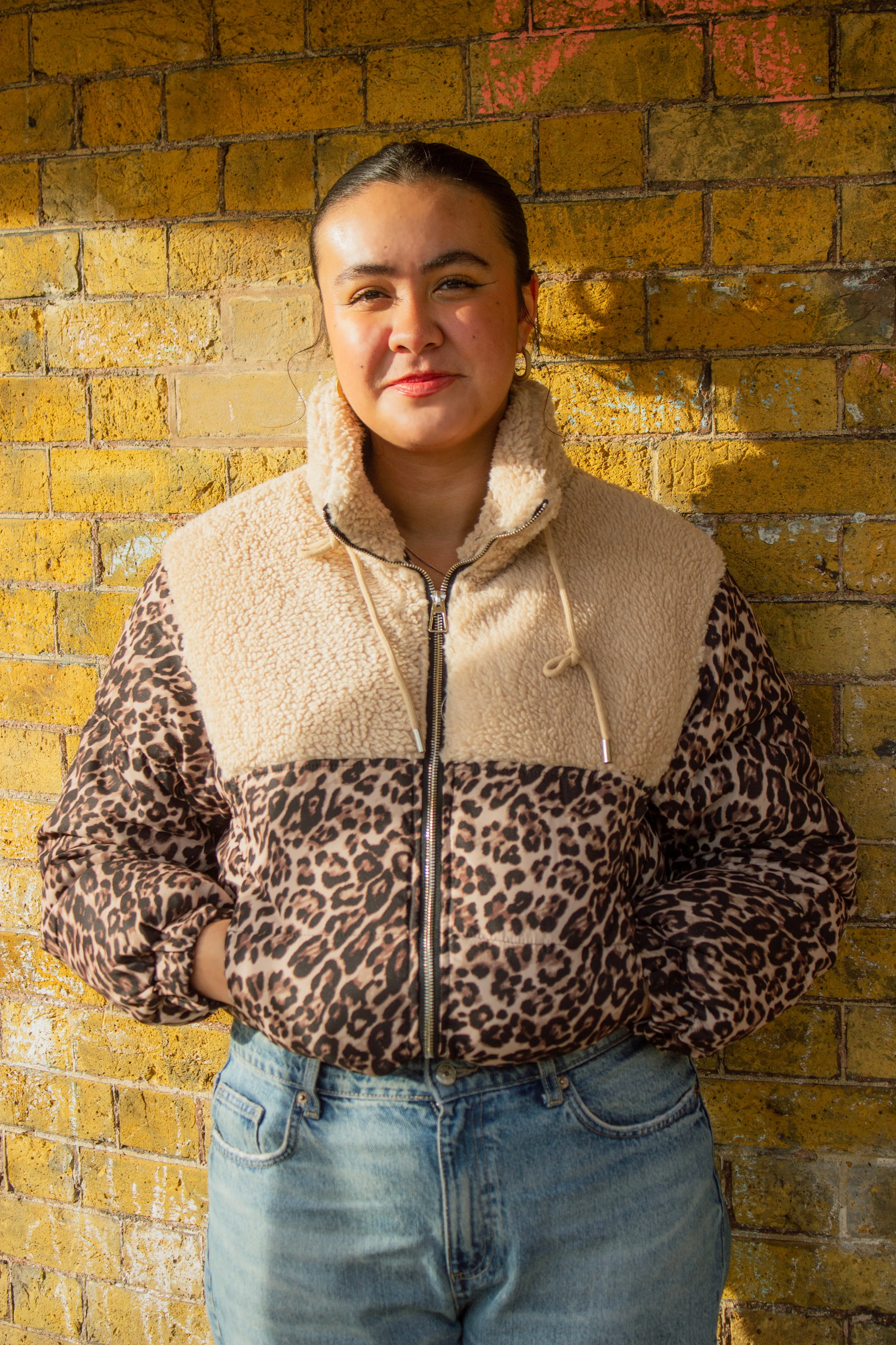 Leopard Print Waterproof and Teddy Mix Jacket