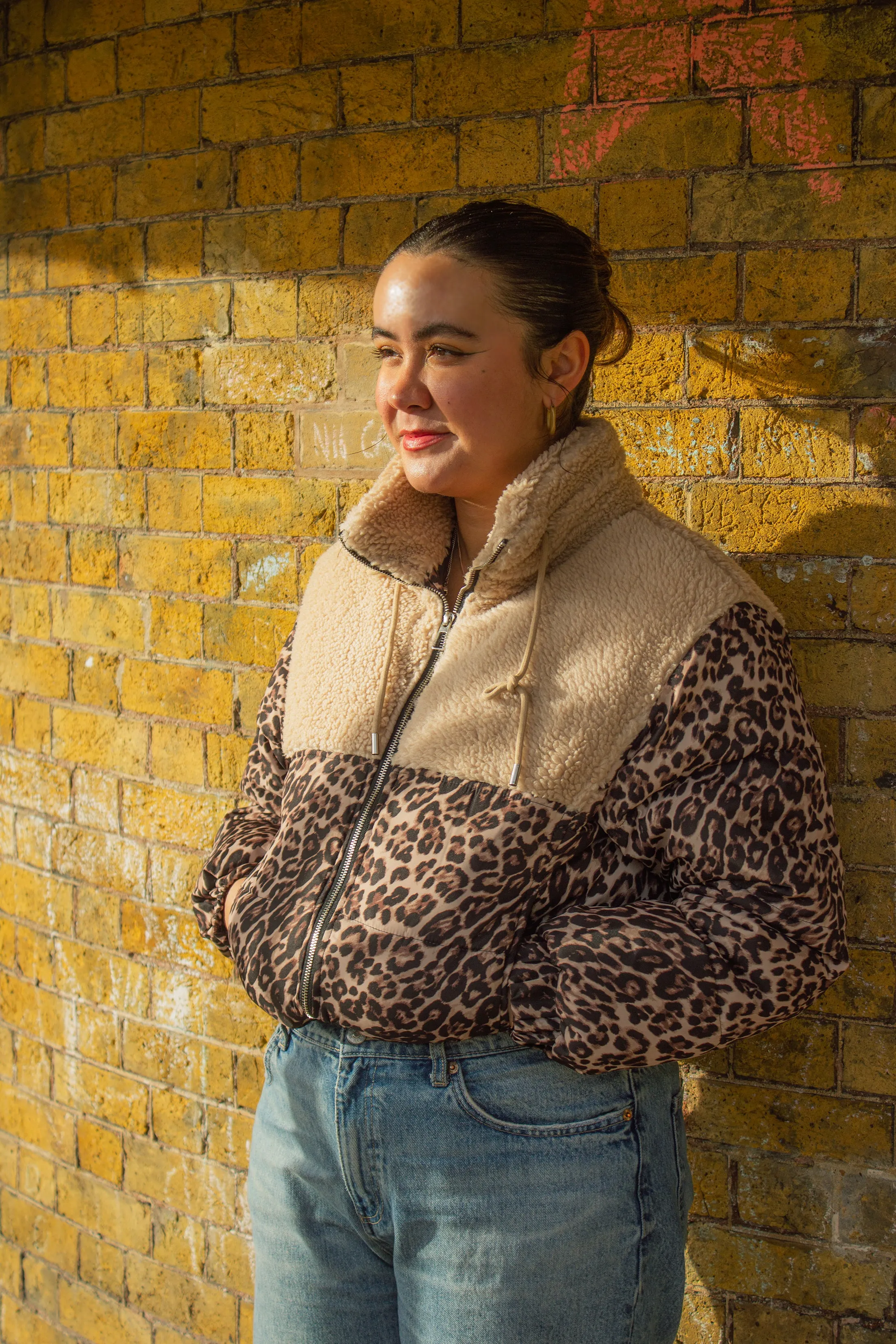 Leopard Print Waterproof and Teddy Mix Jacket