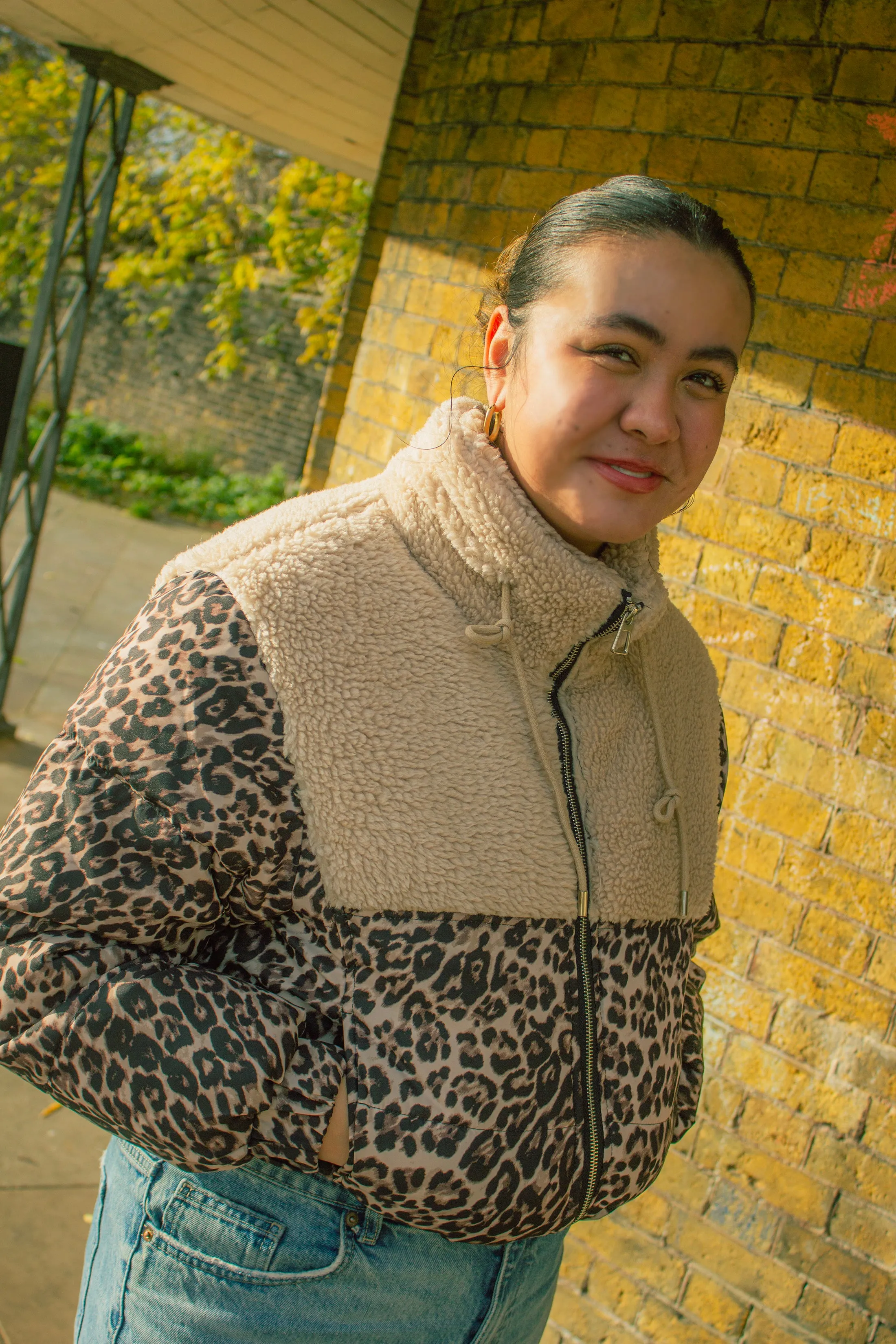 Leopard Print Waterproof and Teddy Mix Jacket