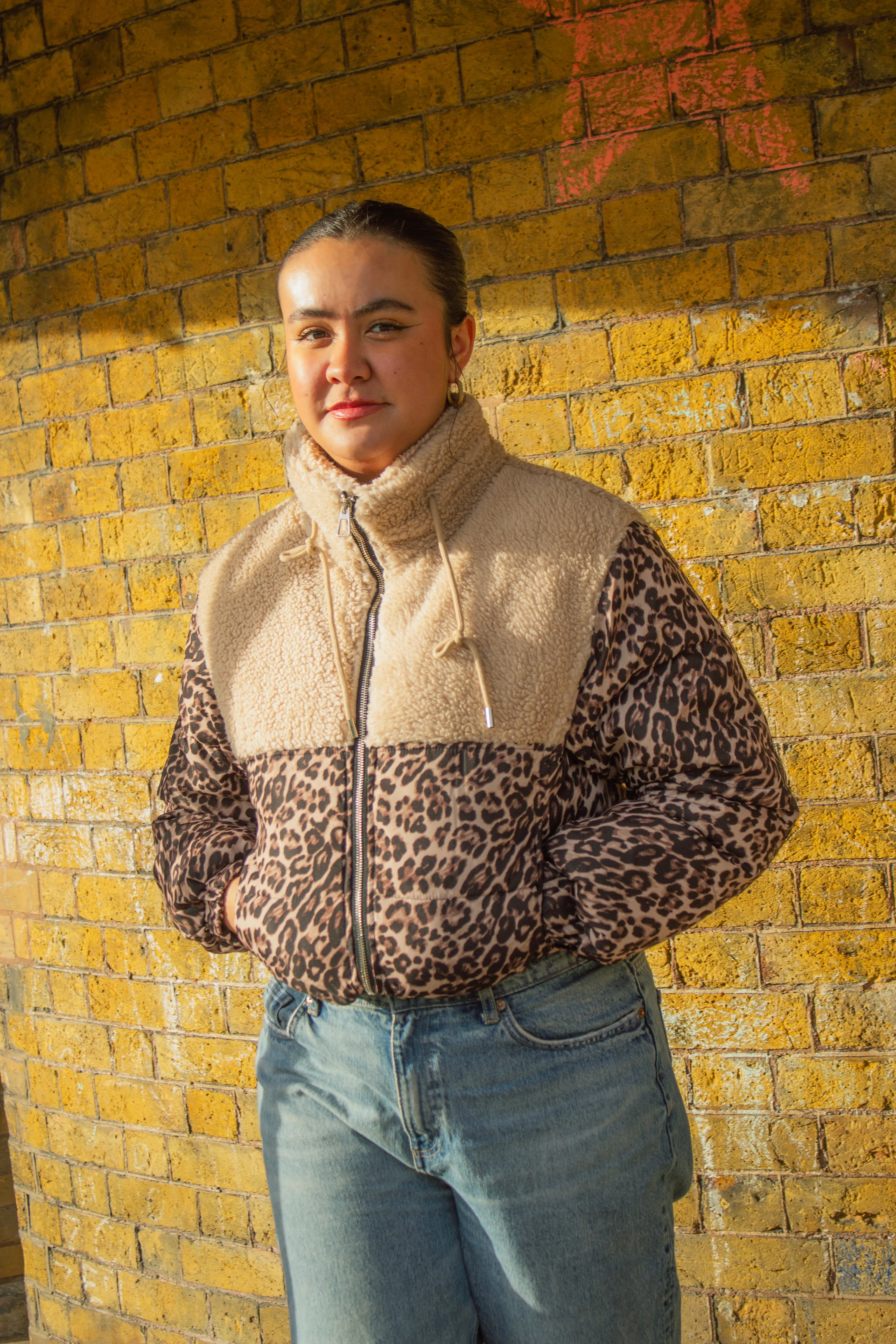 Leopard Print Waterproof and Teddy Mix Jacket