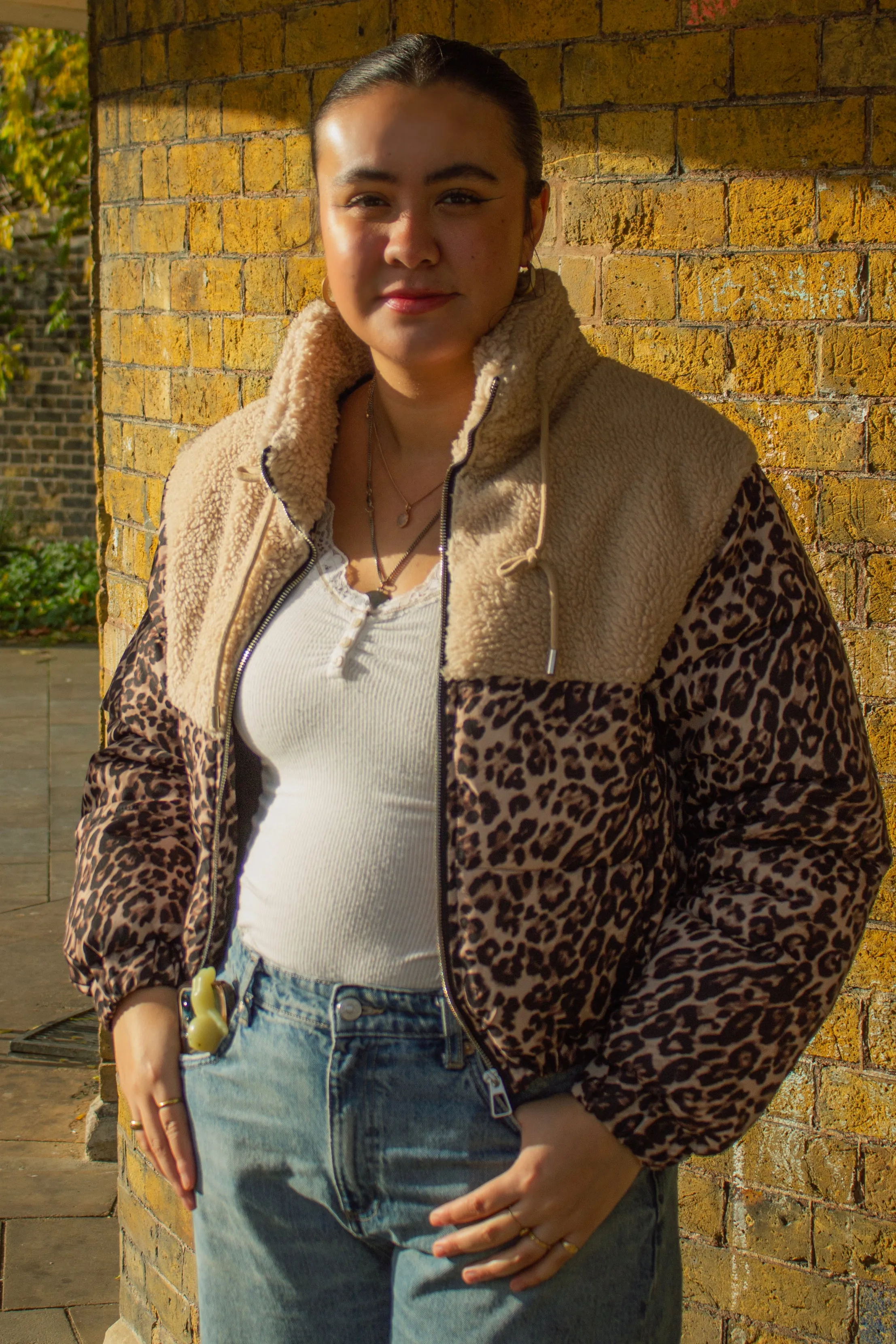 Leopard Print Waterproof and Teddy Mix Jacket