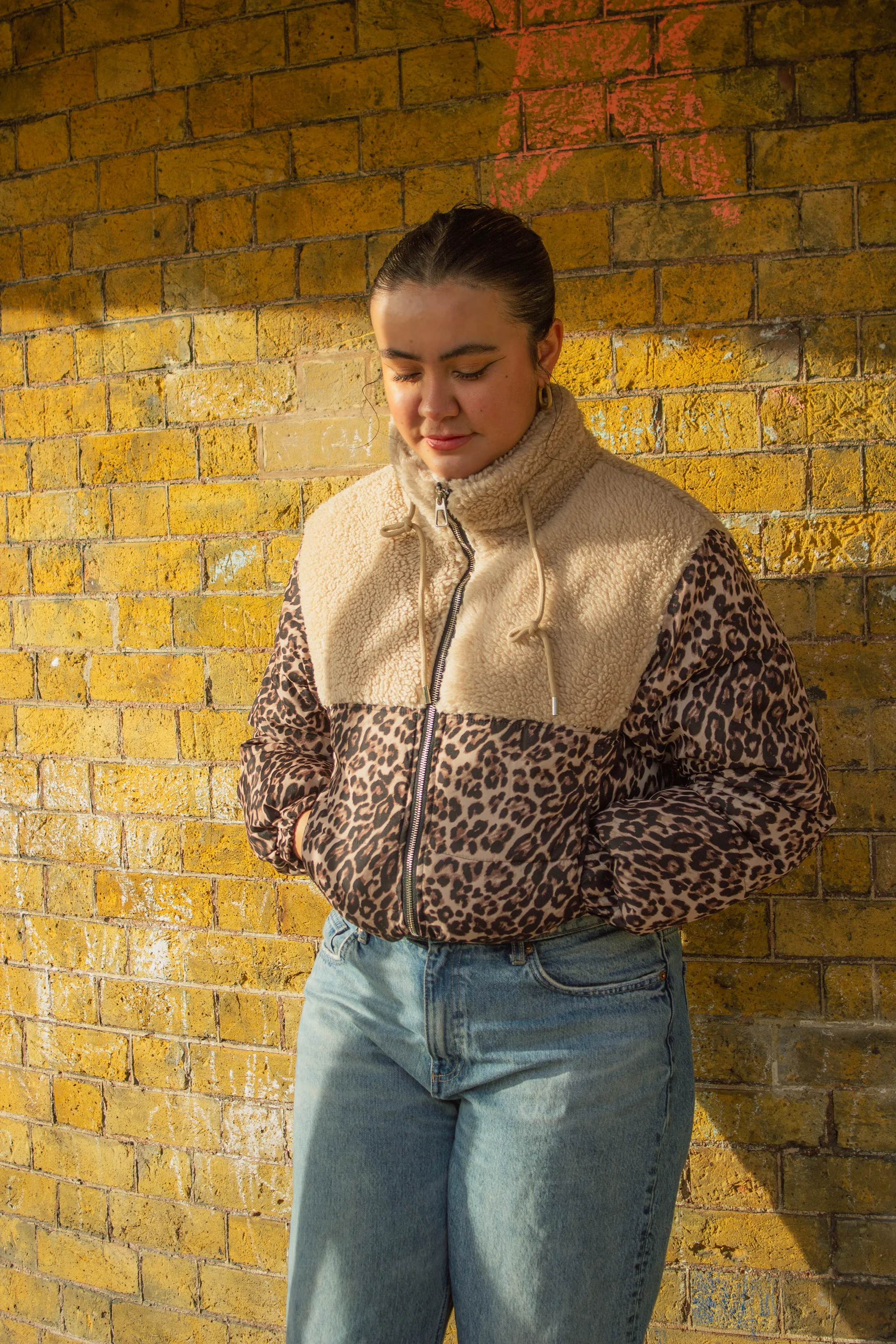 Leopard Print Waterproof and Teddy Mix Jacket