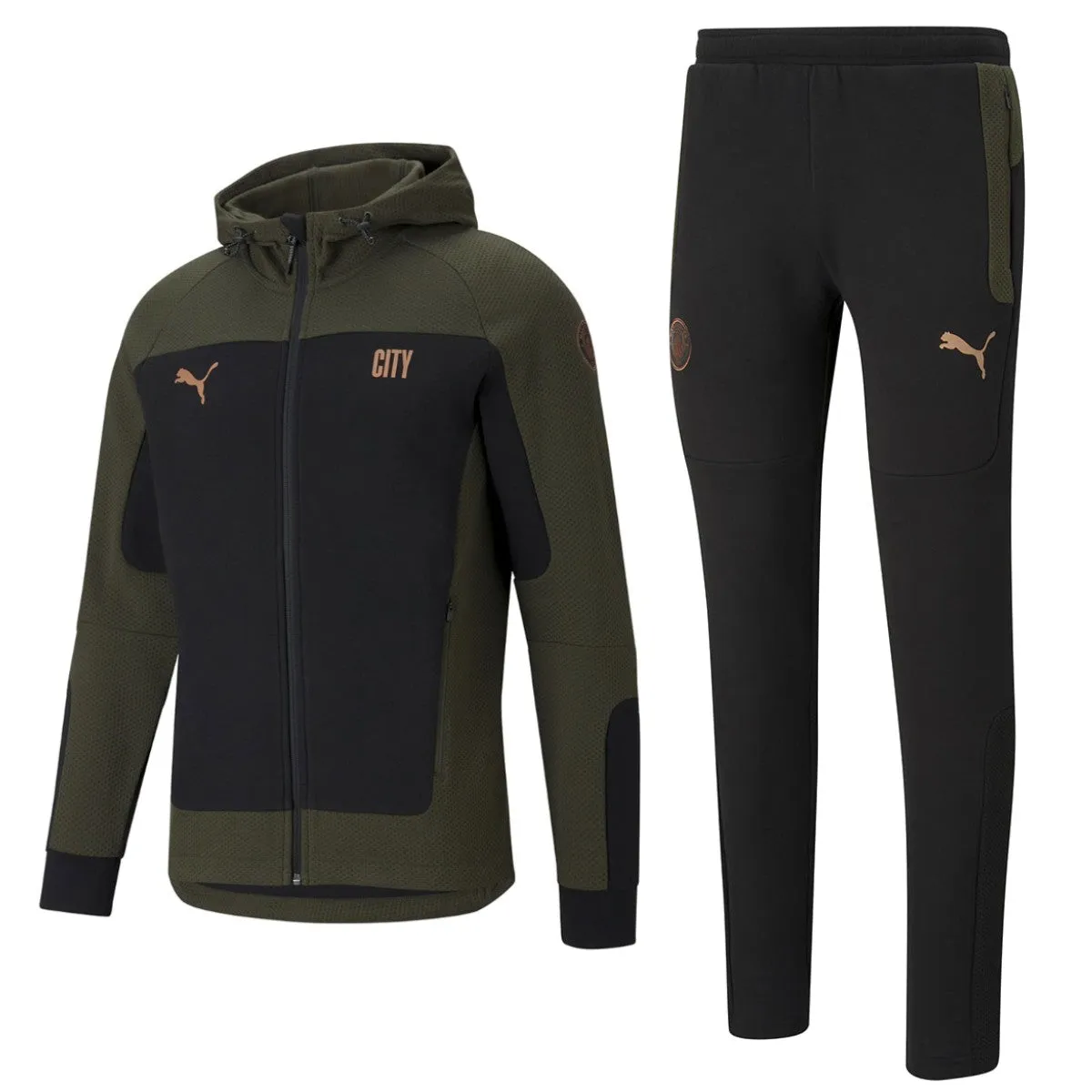 Manchester City Evostripe hooded presentation tracksuit 2021 green - Puma