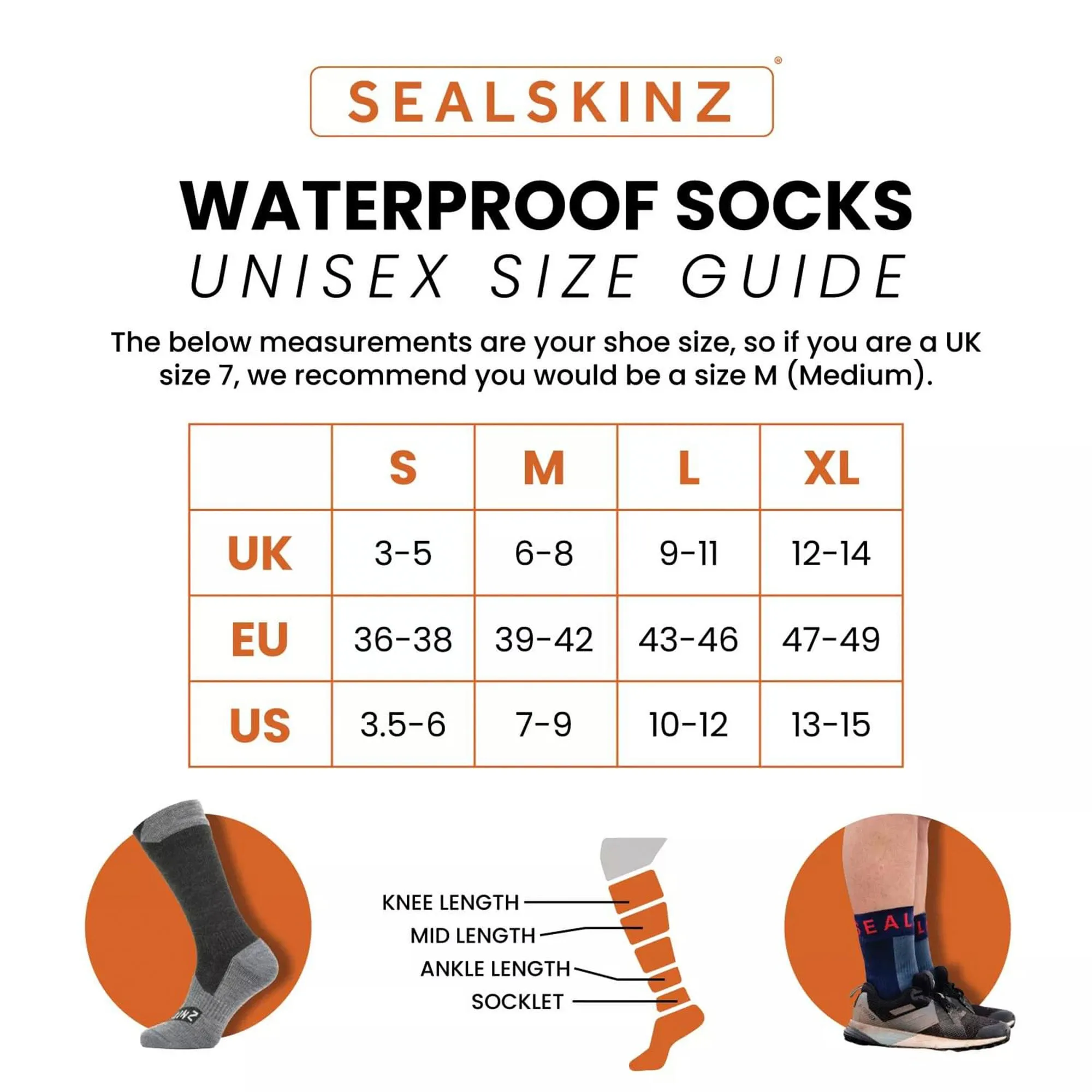 Mens & Ladies Waterproof Mid Length Socks with Hydrostop