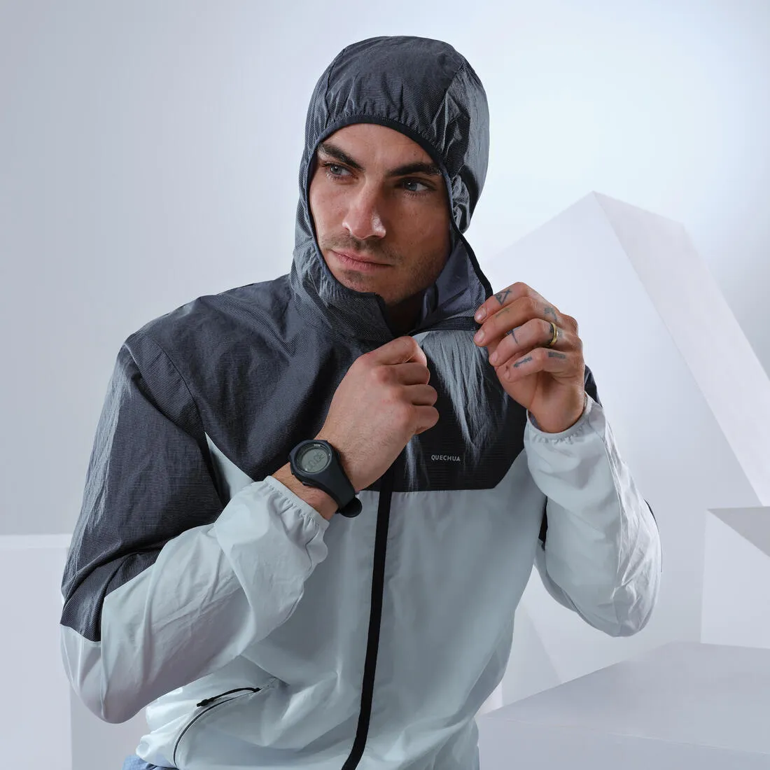Men’s fast hiking windbreaker jacket FH500 Helium Wind