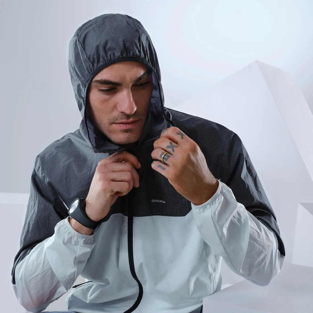 Men’s fast hiking windbreaker jacket FH500 Helium Wind