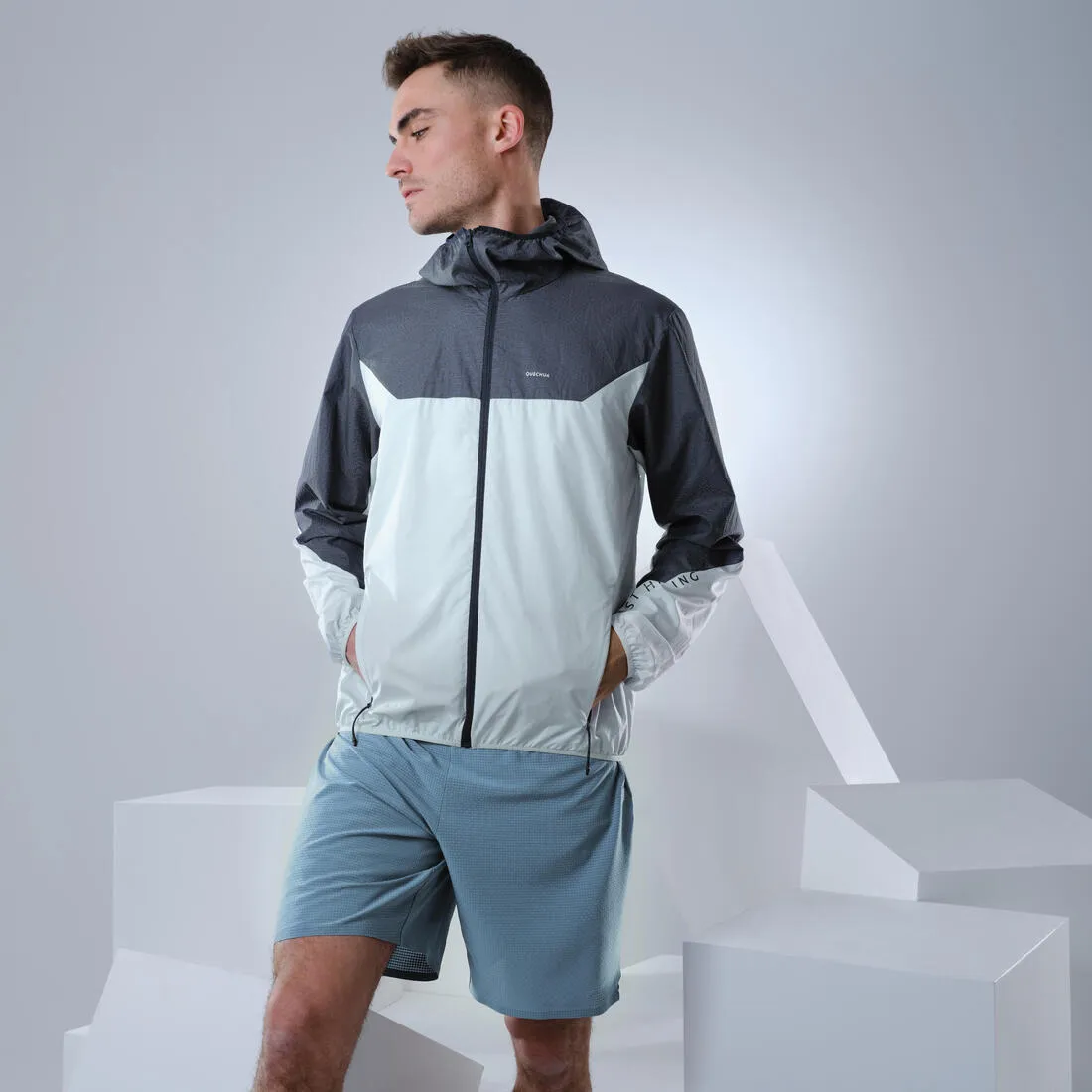 Men’s fast hiking windbreaker jacket FH500 Helium Wind