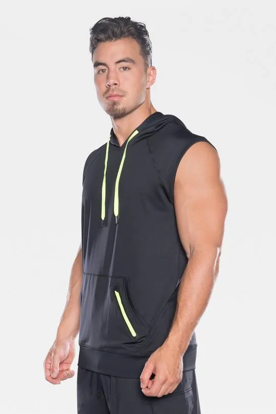 Men's TLF Brand Prime Pullover Sleeveless Hoodie - Black