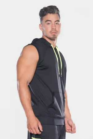 Men's TLF Brand Prime Pullover Sleeveless Hoodie - Black