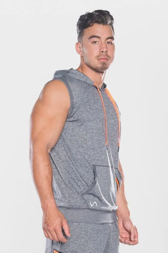 Men's TLF Brand Prime Pullover Sleeveless Hoodie - Grey