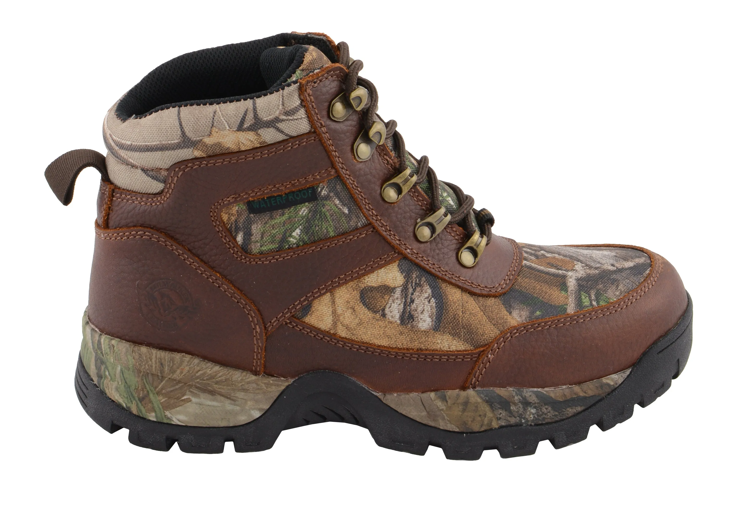 Men's Waterproof Brown Hiking Boot w/ Mossy Oak® Print