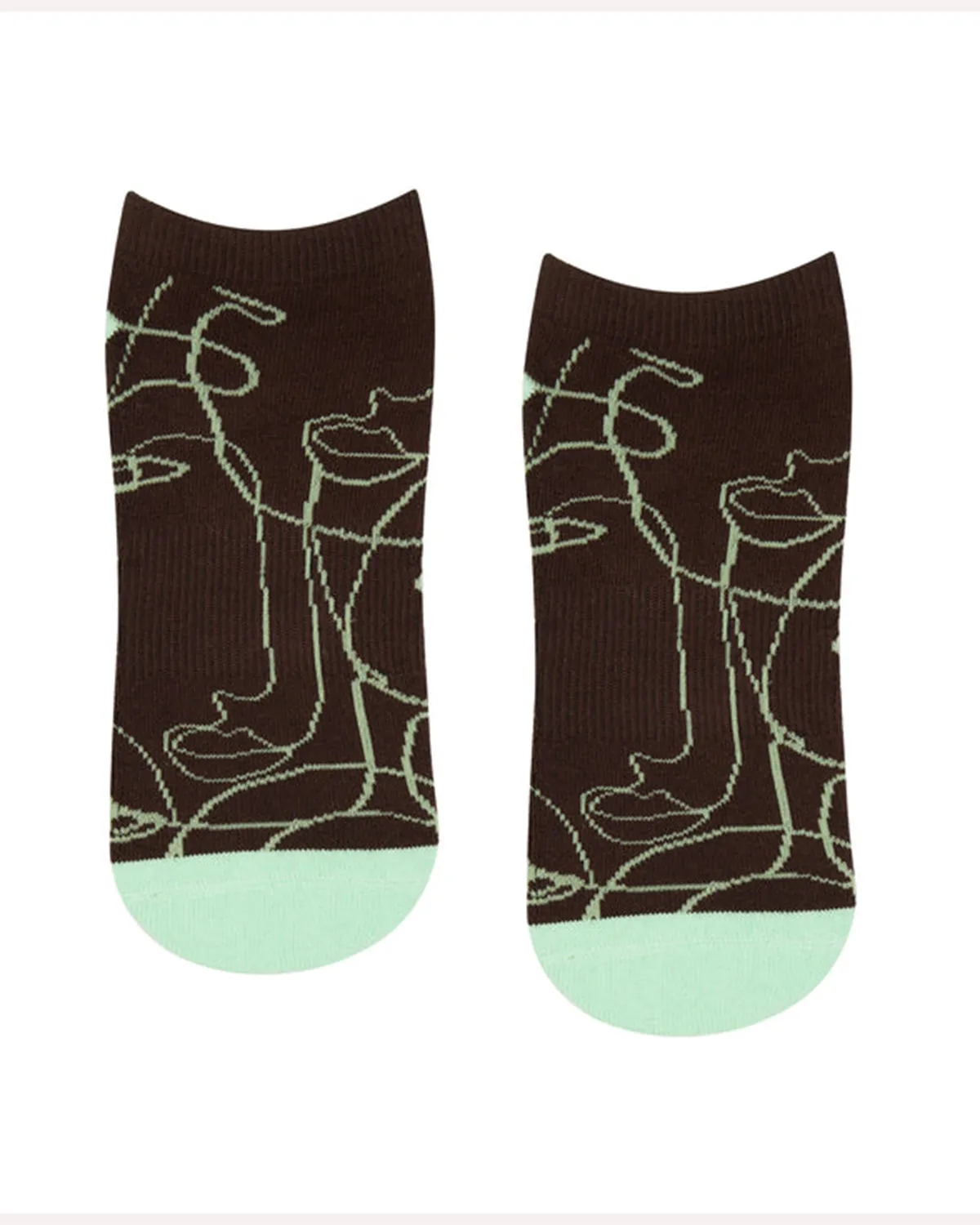 Move Active Classic Low Rise Grip Socks -Mocha Abstract