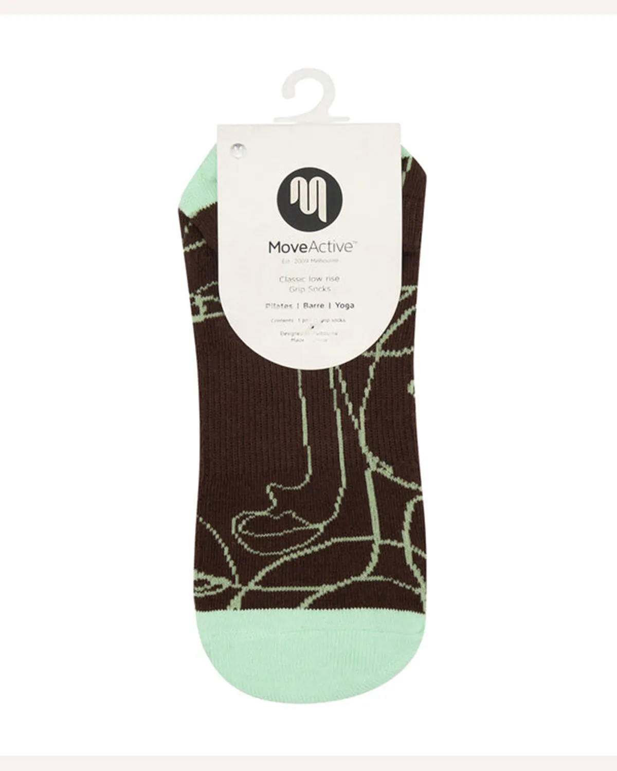 Move Active Classic Low Rise Grip Socks -Mocha Abstract