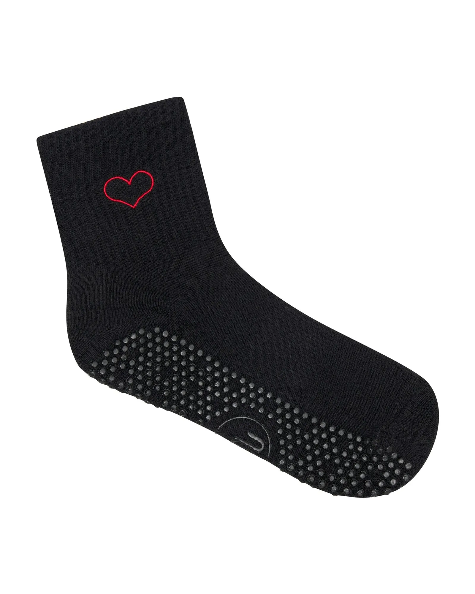 Move Active Crew Non Slip Grip Socks - Lovestruck Black