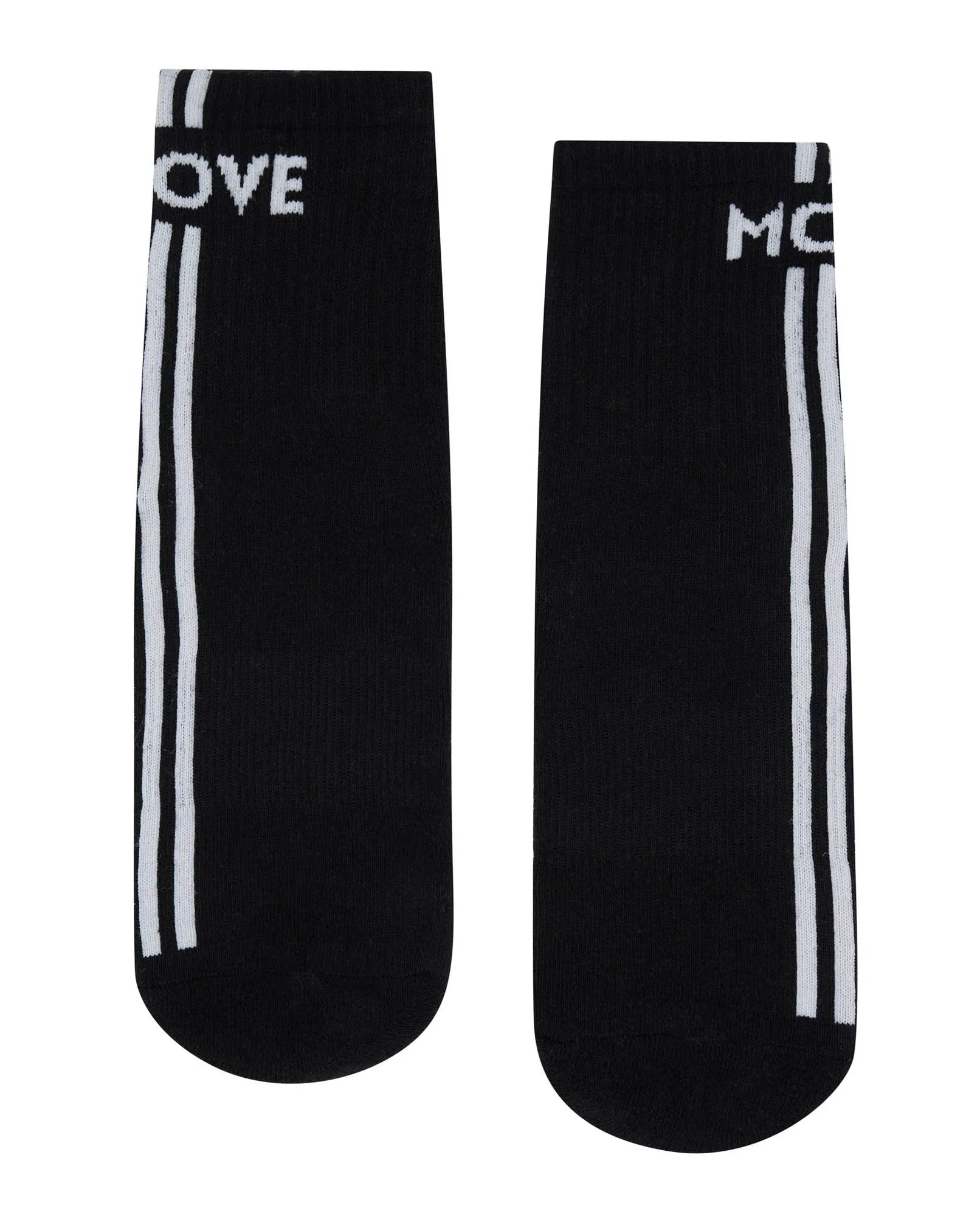 Move Active Crew Non Slip Grip Socks - Move Monochrome Stripes