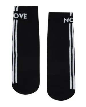 Move Active Crew Non Slip Grip Socks - Move Monochrome Stripes