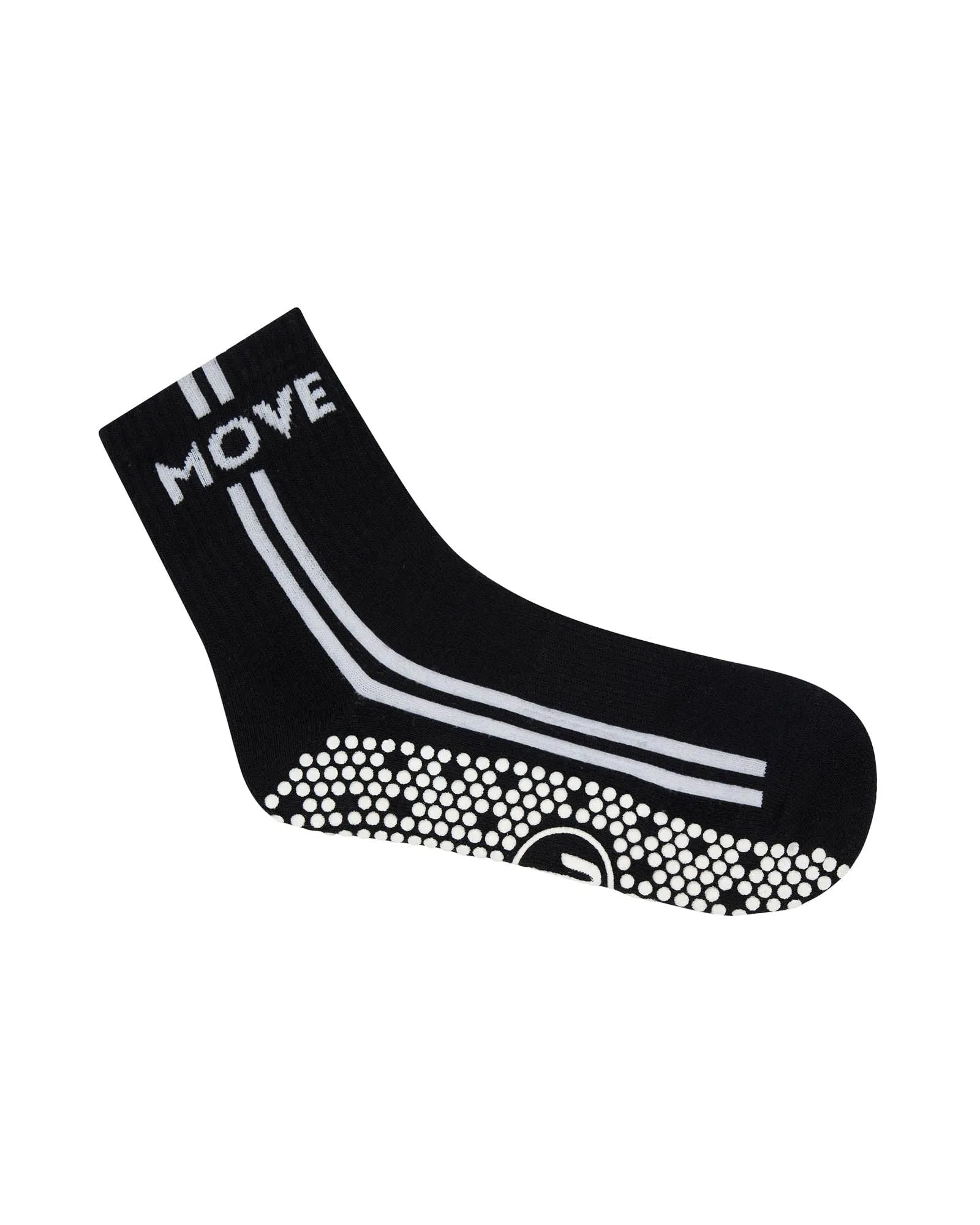Move Active Crew Non Slip Grip Socks - Move Monochrome Stripes