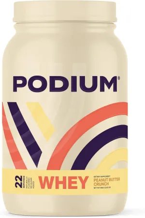NEW Podium Nutrition, Whey Protein Powder, Peanut Butter Crunch, 22 Servings, 27g of Whey Protein Per Serving - BB: 03/2025 - Retails for $44 USD!