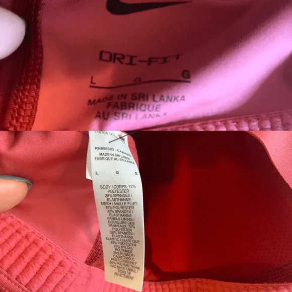 Nike Size L DRI-FIT Shape High-Support Padded Zip-Front Sports Bra