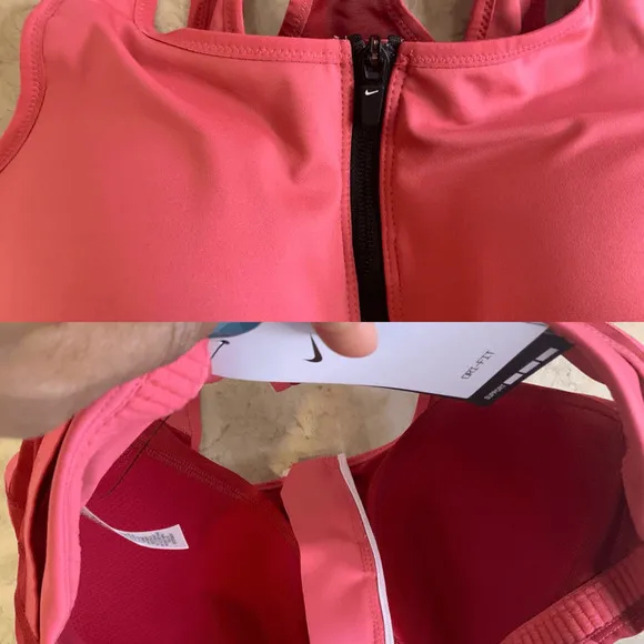 Nike Size L DRI-FIT Shape High-Support Padded Zip-Front Sports Bra