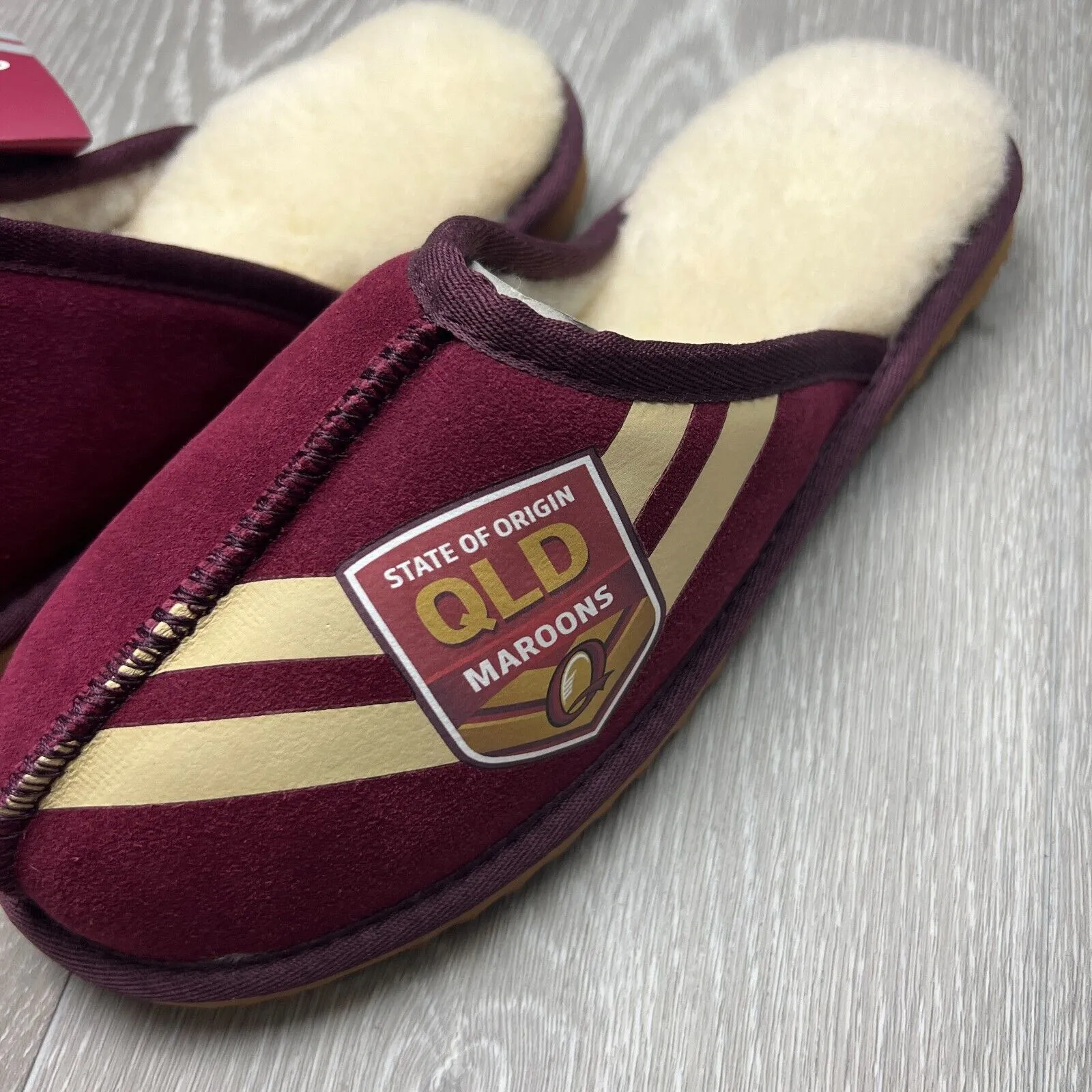 NRL Queensland Maroons Origin Merino Wool Slippers Size US W 7.5 / M 6.5