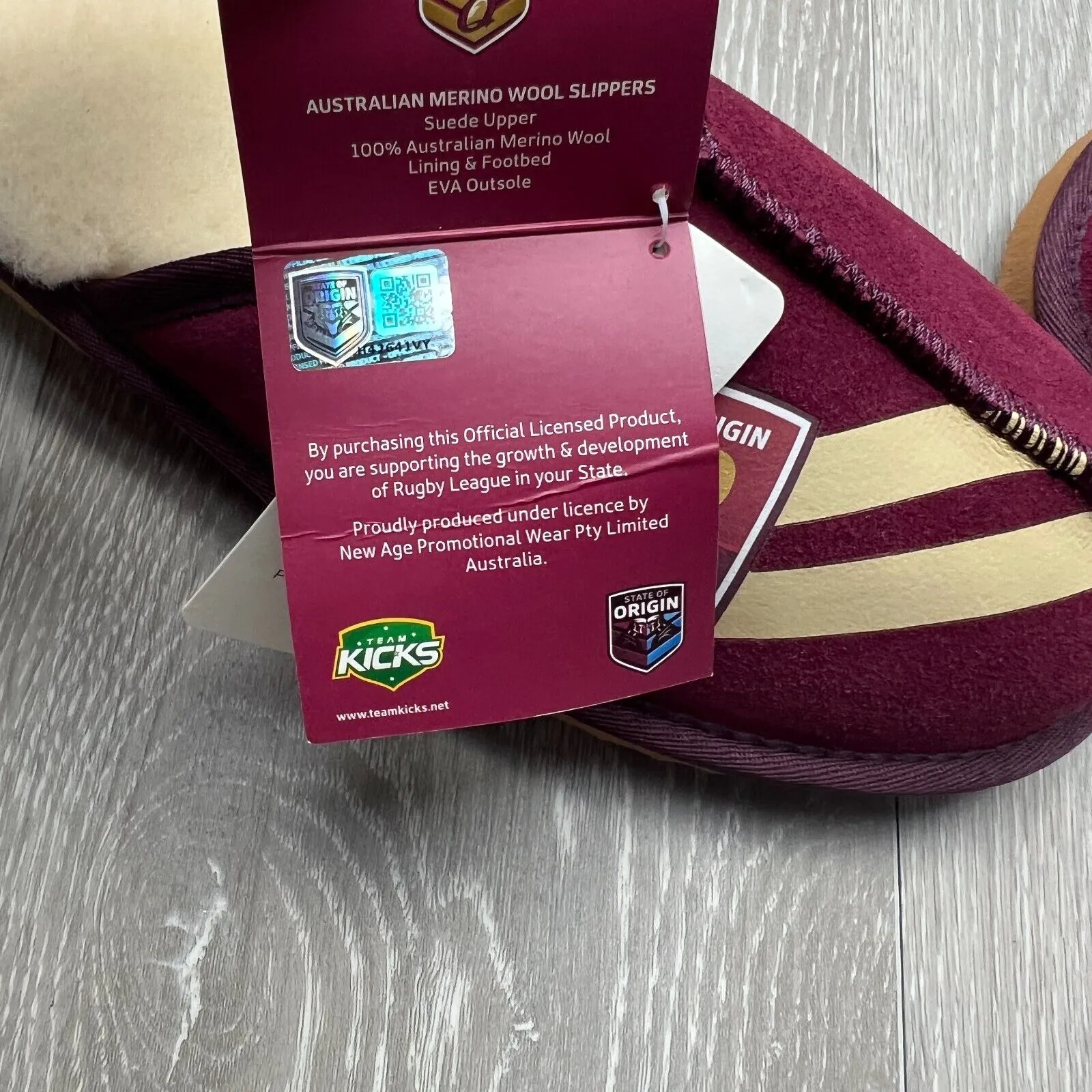 NRL Queensland Maroons Origin Merino Wool Slippers Size US W 7.5 / M 6.5