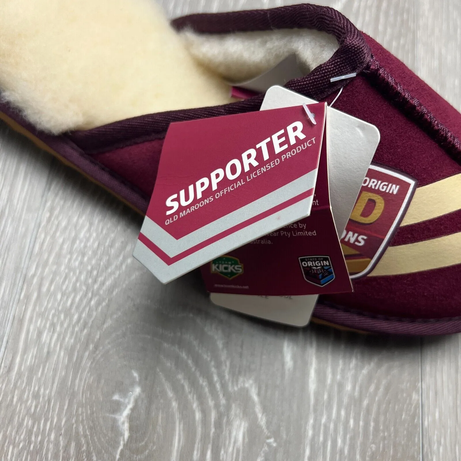 NRL Queensland Maroons Origin Merino Wool Slippers Size US W 7.5 / M 6.5