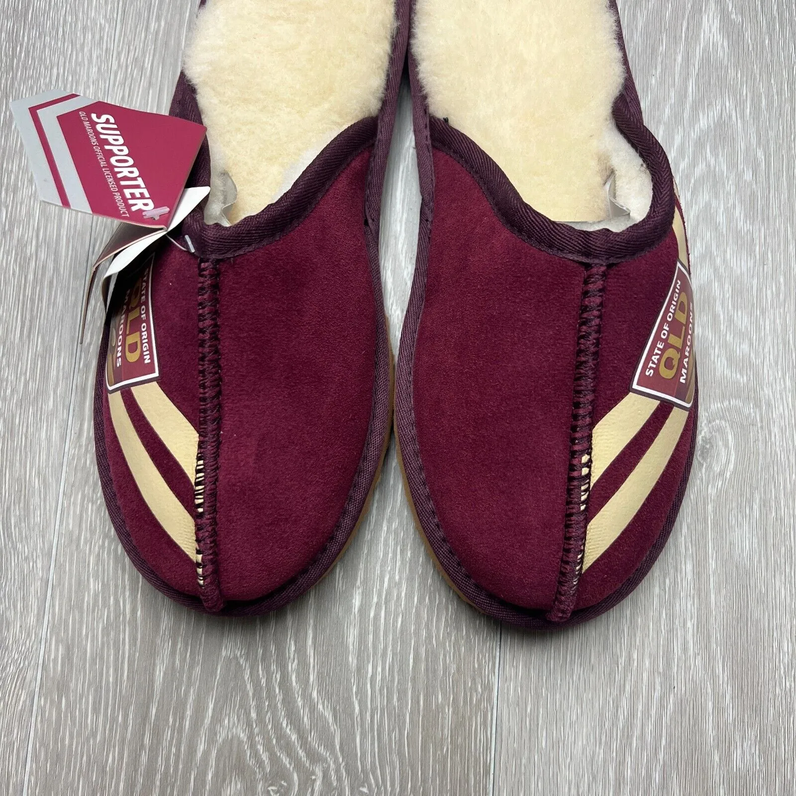 NRL Queensland Maroons Origin Merino Wool Slippers Size US W 7.5 / M 6.5