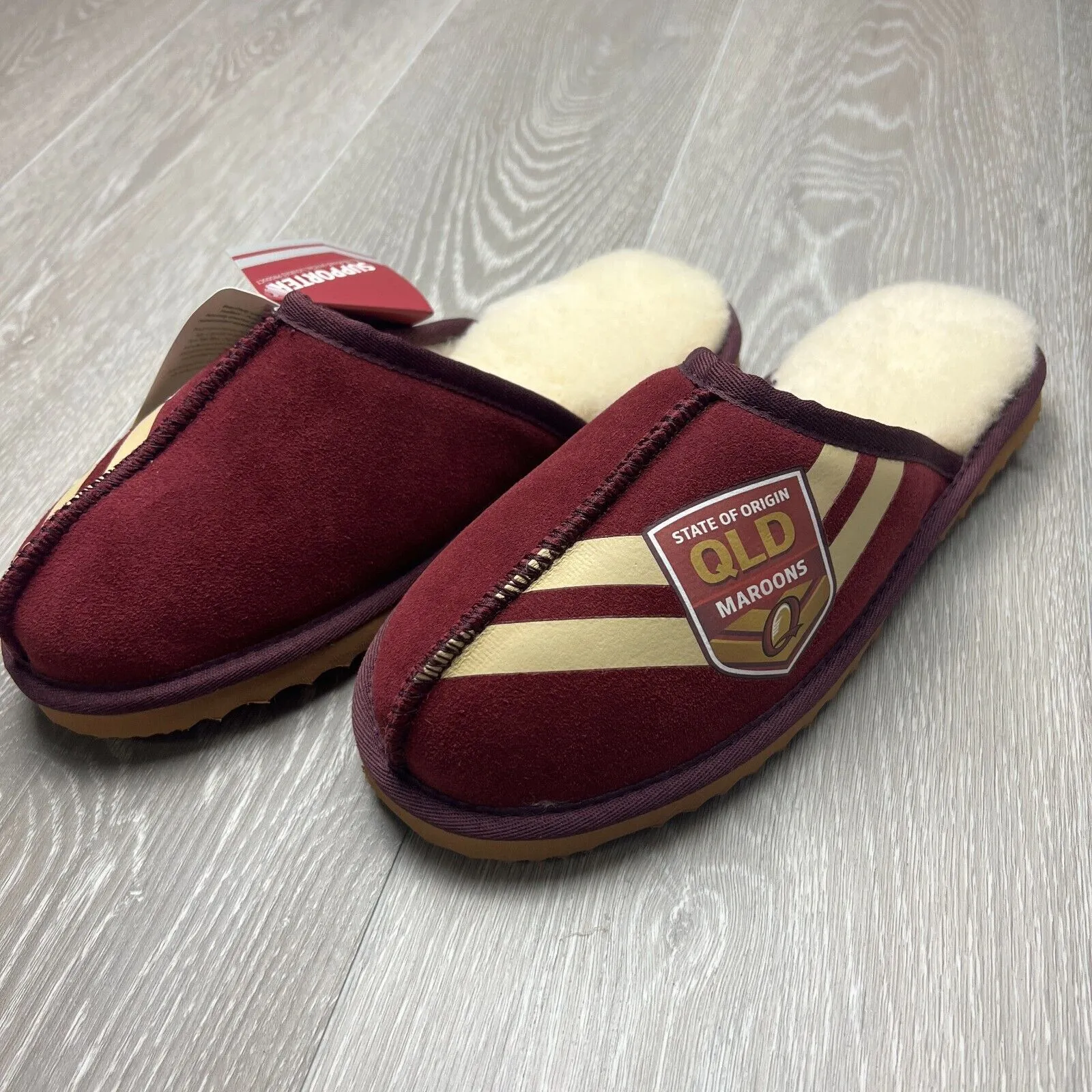 NRL Queensland Maroons Origin Merino Wool Slippers Size US W 7.5 / M 6.5