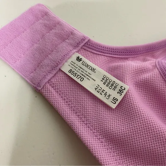 NWT WACOAL Simone Underwire Sports Bra Maximum Support Pastel Pink 36C Lavender