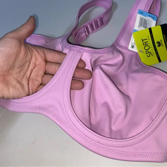 NWT WACOAL Simone Underwire Sports Bra Maximum Support Pastel Pink 36C Lavender