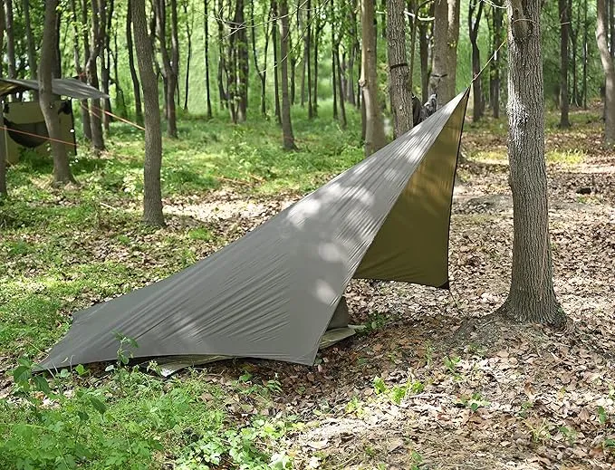 Onewind 12ft Hexagon Hammock Rain Fly, Waterproof Lightweight and Durable Silnlyon Camping Hammock Tarp for Backpacking and Hiking, Complete Accessories, OD Green