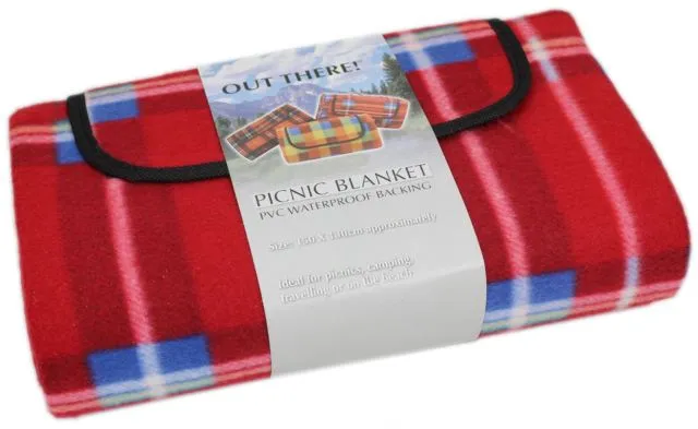 Out There Waterproof Fleece Tartan Picnic Blanket