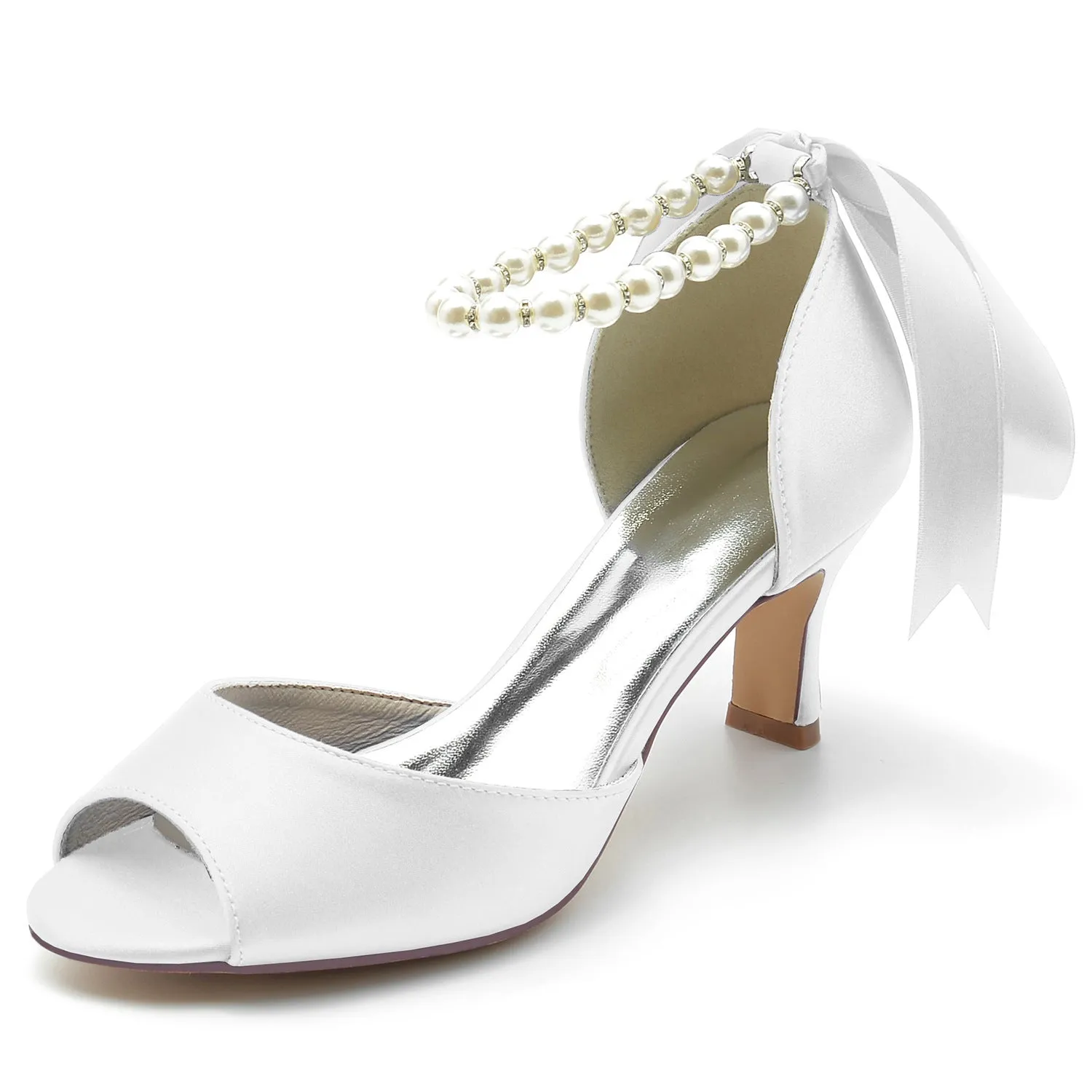 Pearl Chain Ribbon Heels