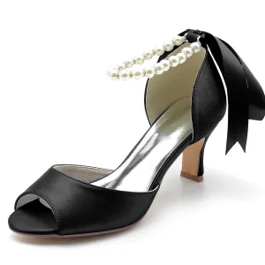 Pearl Chain Ribbon Heels