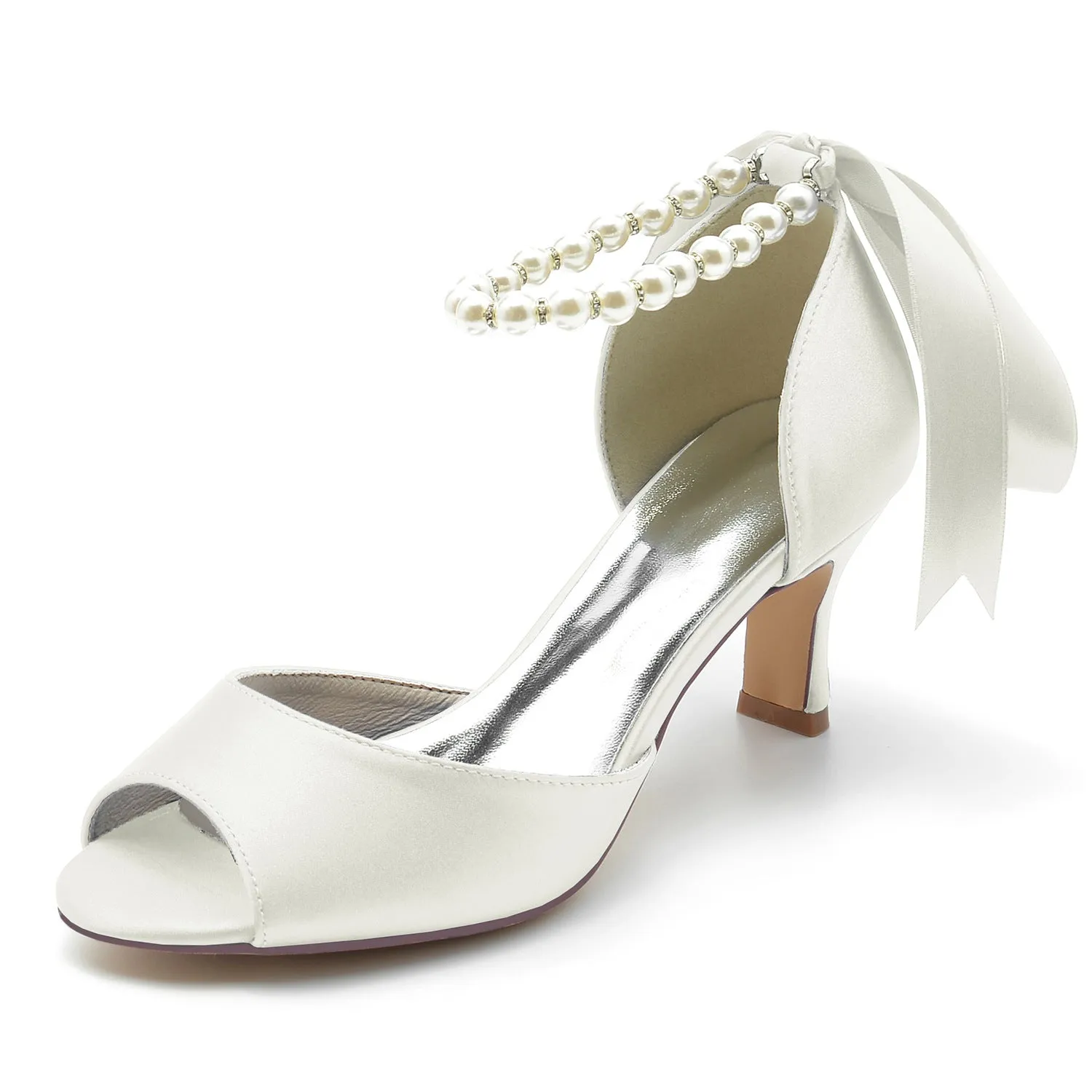 Pearl Chain Ribbon Heels