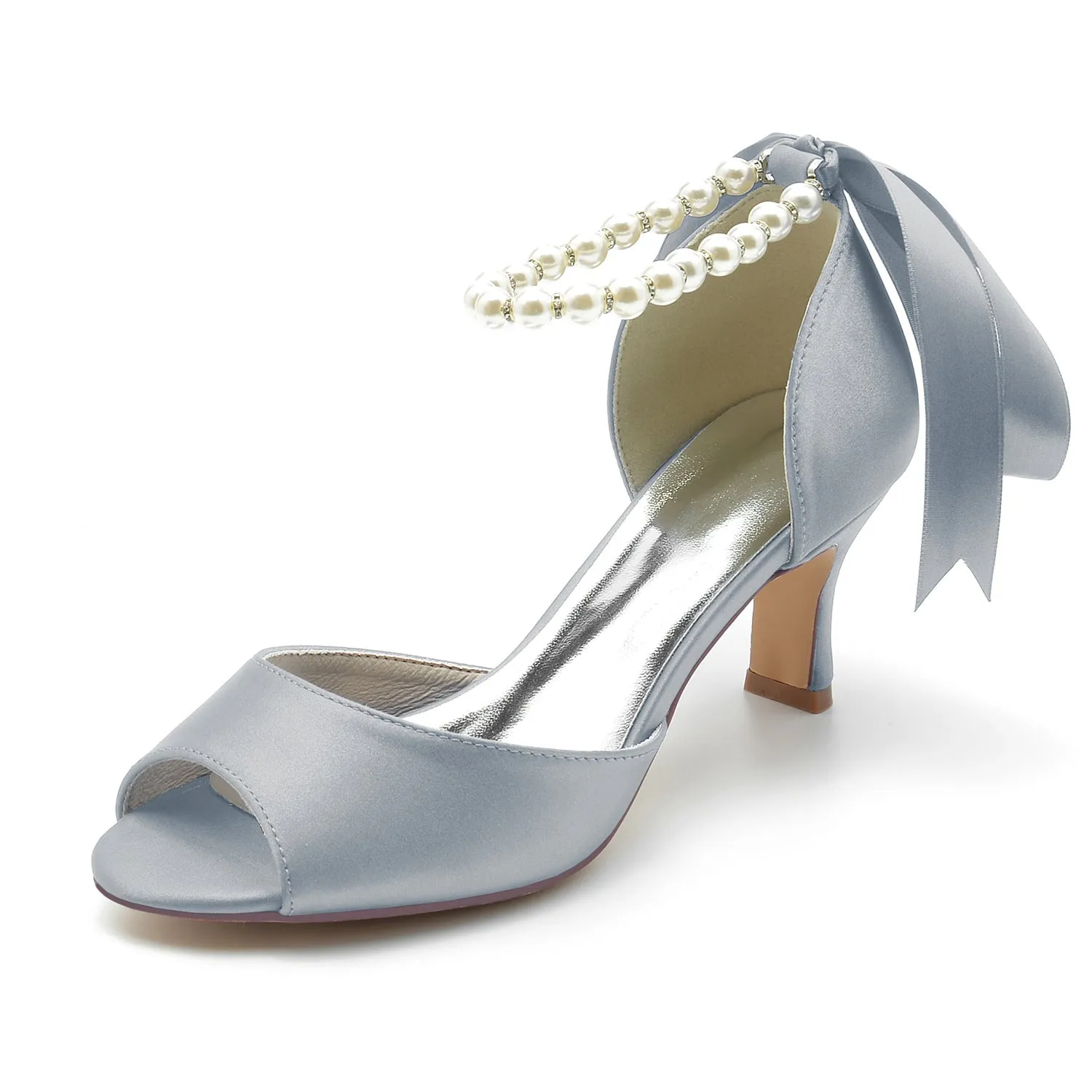 Pearl Chain Ribbon Heels
