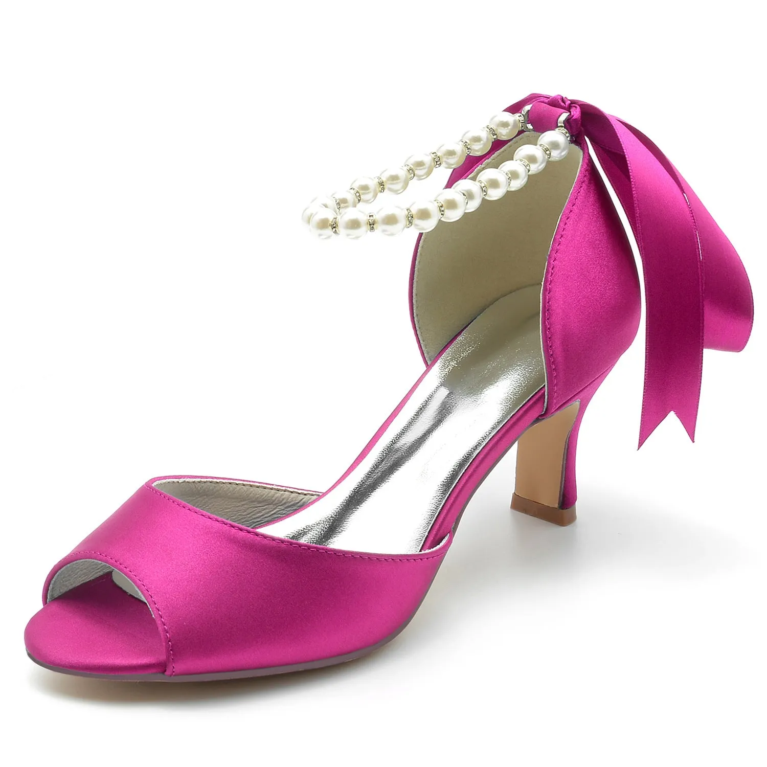 Pearl Chain Ribbon Heels