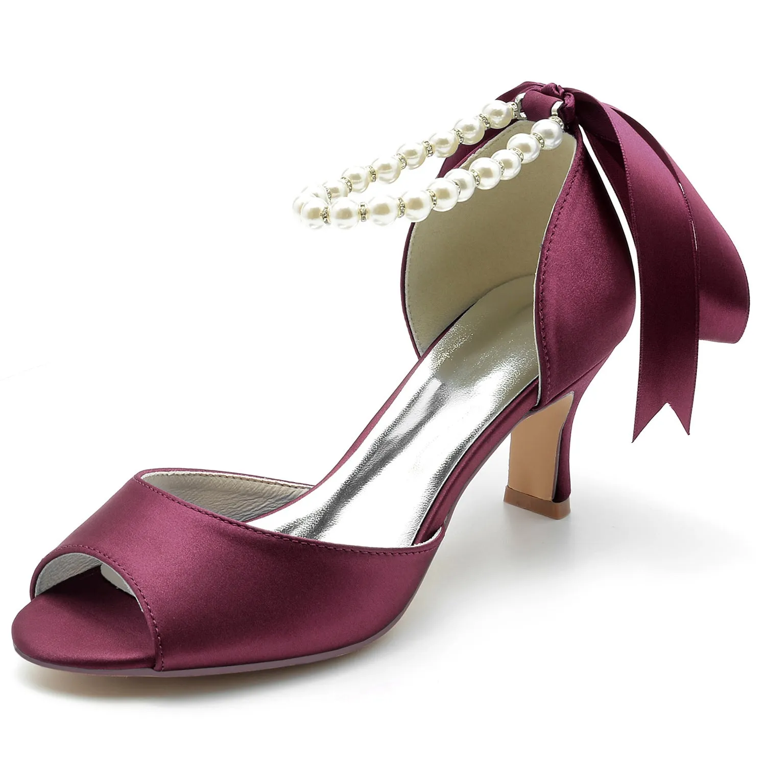 Pearl Chain Ribbon Heels